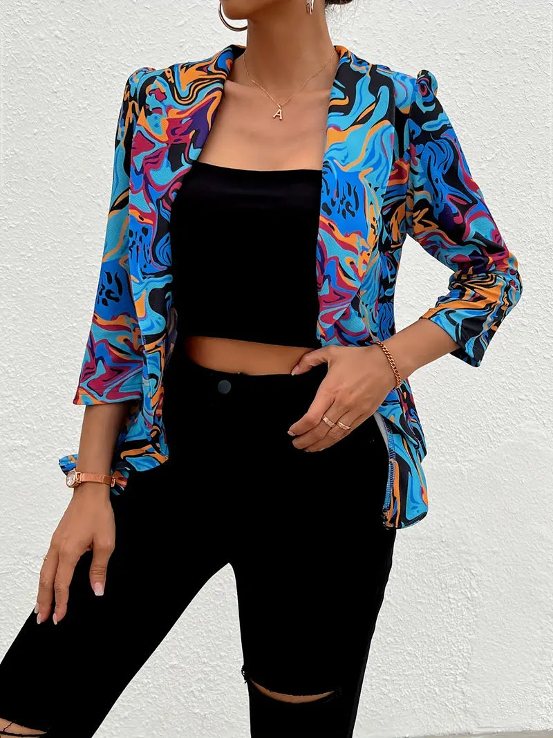 Jacky - Blazer elegante a maniche 3/4 con orlo arricciato per l'estate