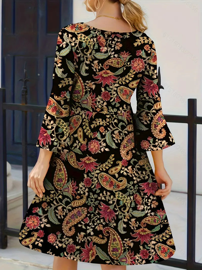 Joelle - Abito al ginocchio con scollo rotondo in leggero stretch