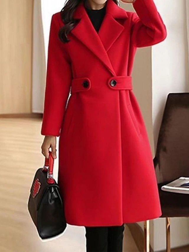 Regine | Cappotto in lana invernale con cintura in design slim