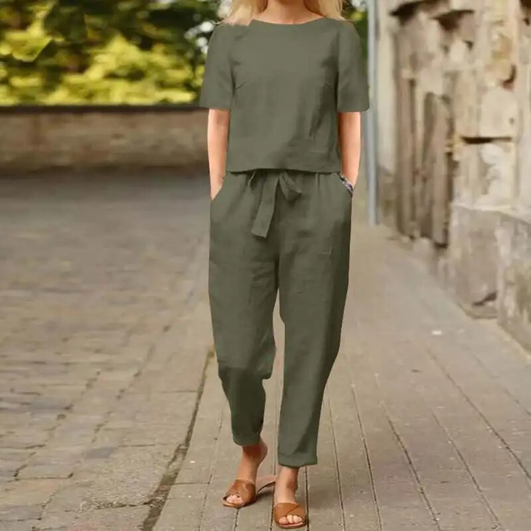 Madeleine - Set in lino elegante e comodo a due pezzi per donne