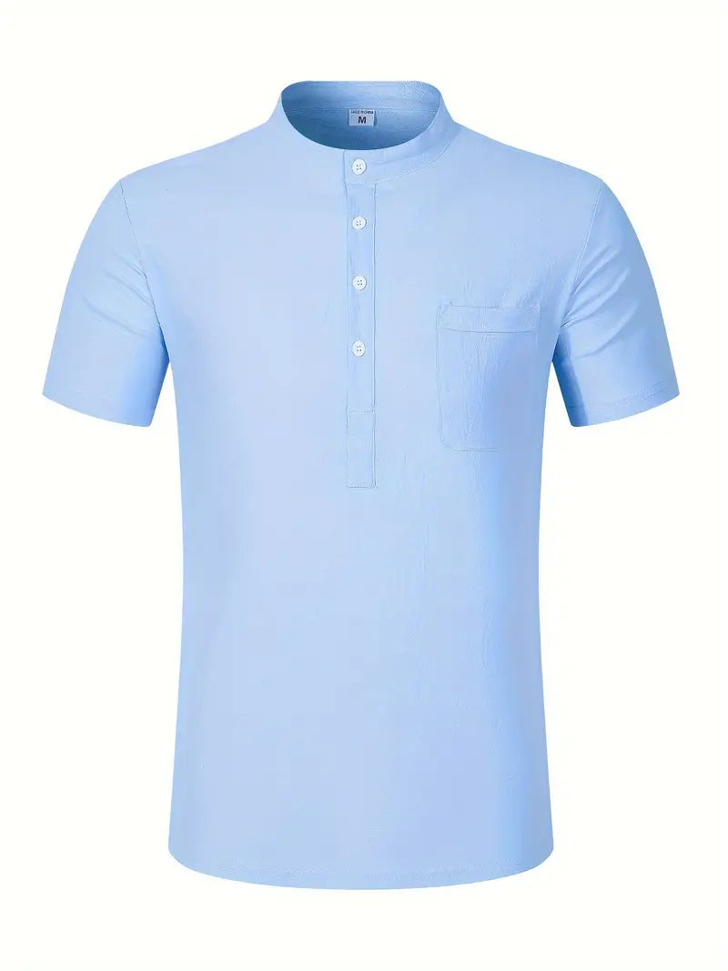 Paul - Camicia comoda a maniche corte con bottoni in cotone