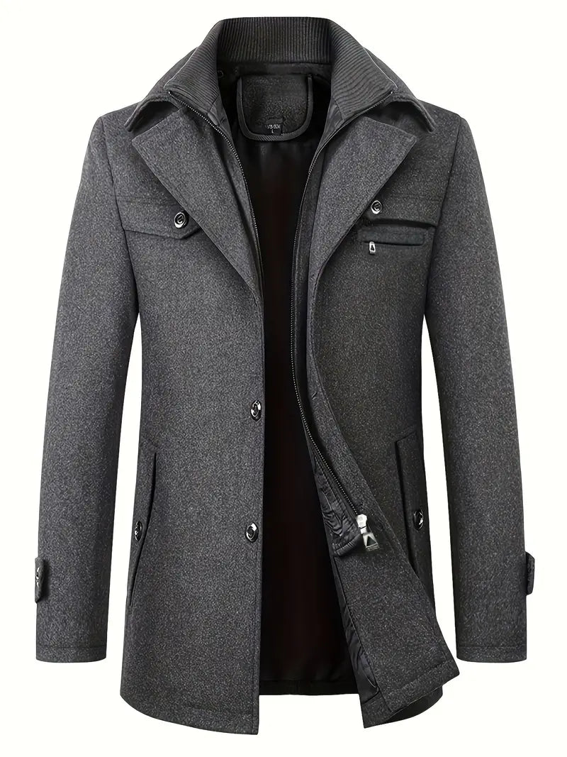 Quinten | Cappotto in lana vergine per uomini, business casual, giacca calda e spessa