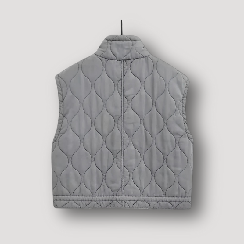 Bramwell | Gilet grigio a collo alto con zip e cuciture ondulate