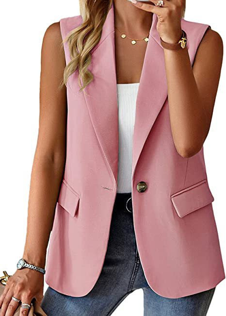 Tahira - Gilet elegante in colore solido per lavoro