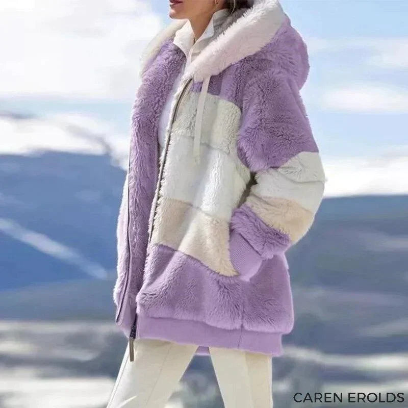 Drav | Giacca con cappuccio in tweed morbido con fodera in lana pelosa