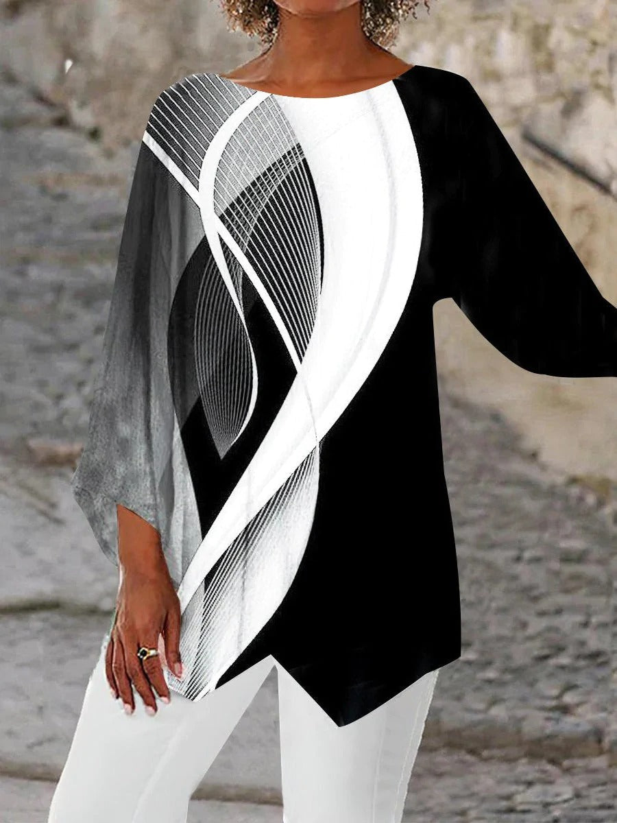 Luna | Tunica moderna geometrica a maniche lunghe