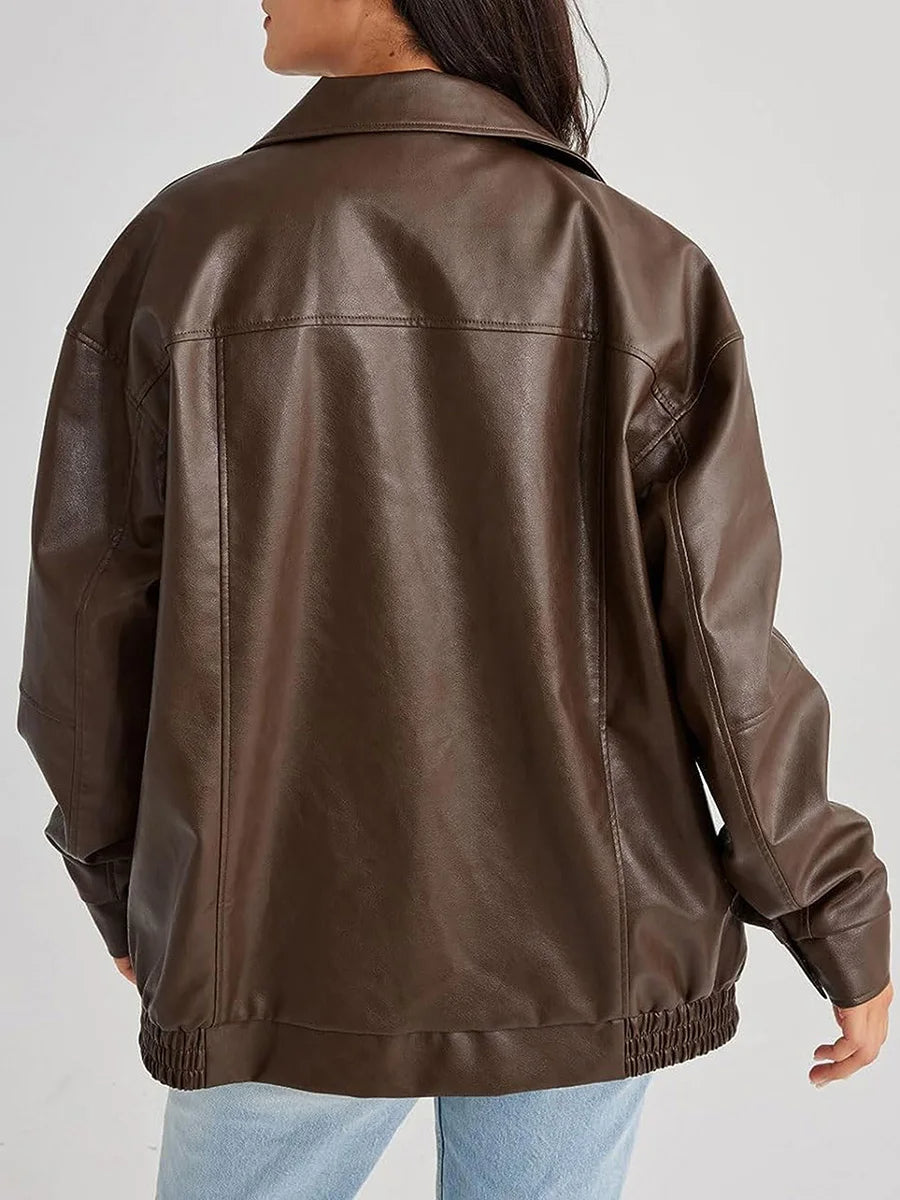 Bambeno | Giacca bomber oversize in pelle per donne