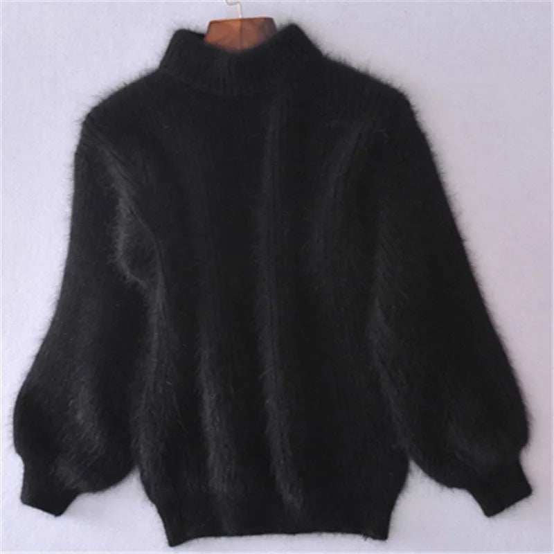 Amarie | Pullover vintage in angora: lavorato a maglia larga e monocolore