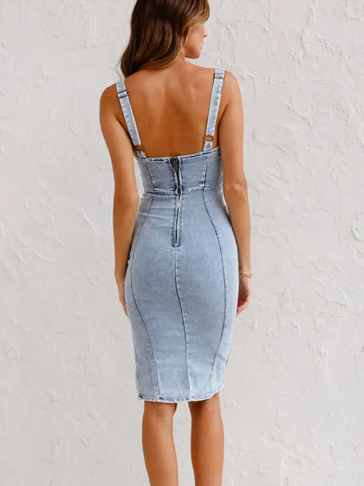 Ysabel | Abito in denim con spalline regolabili