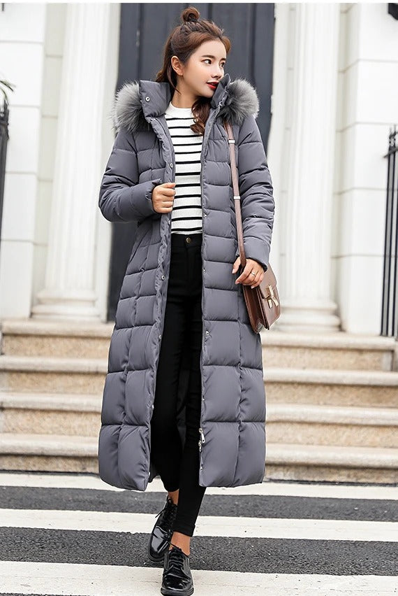 Charlot | Lungo cappotto invernale caldo con cintura per donne