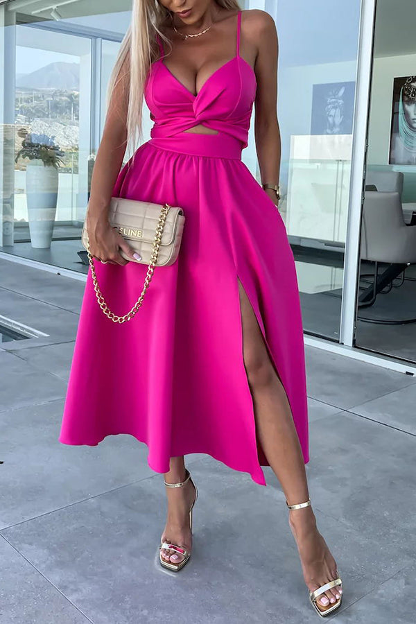 Cara | Comodo vestito midi con tasche a taglio
