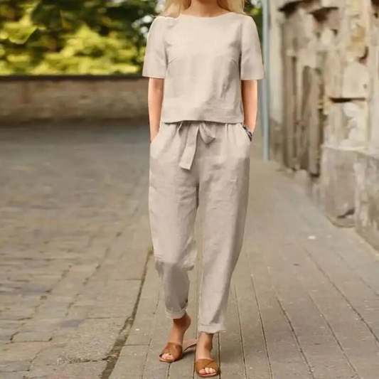 Madeleine - Set in lino elegante e comodo a due pezzi per donne