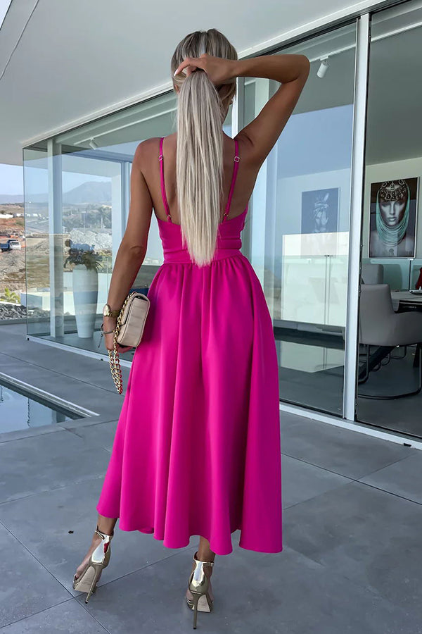 Cara | Comodo vestito midi con tasche a taglio