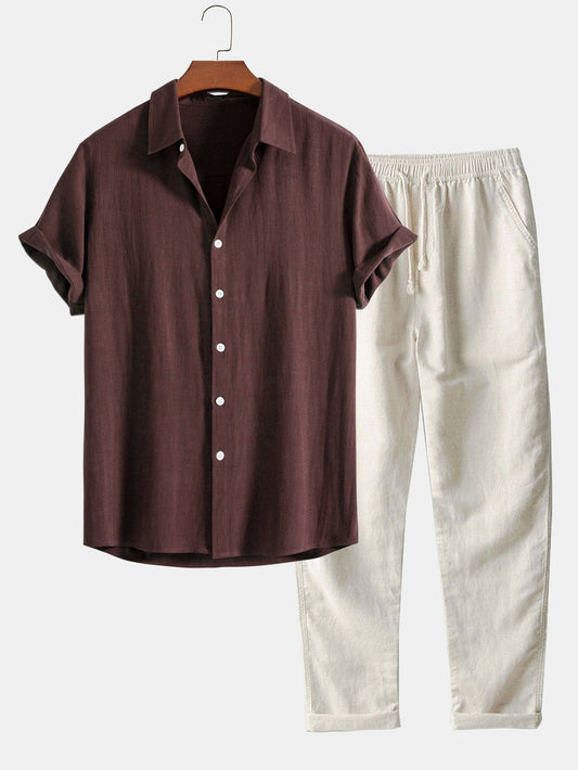 Enrico | Elegante completo in lino con camicia e pantaloni