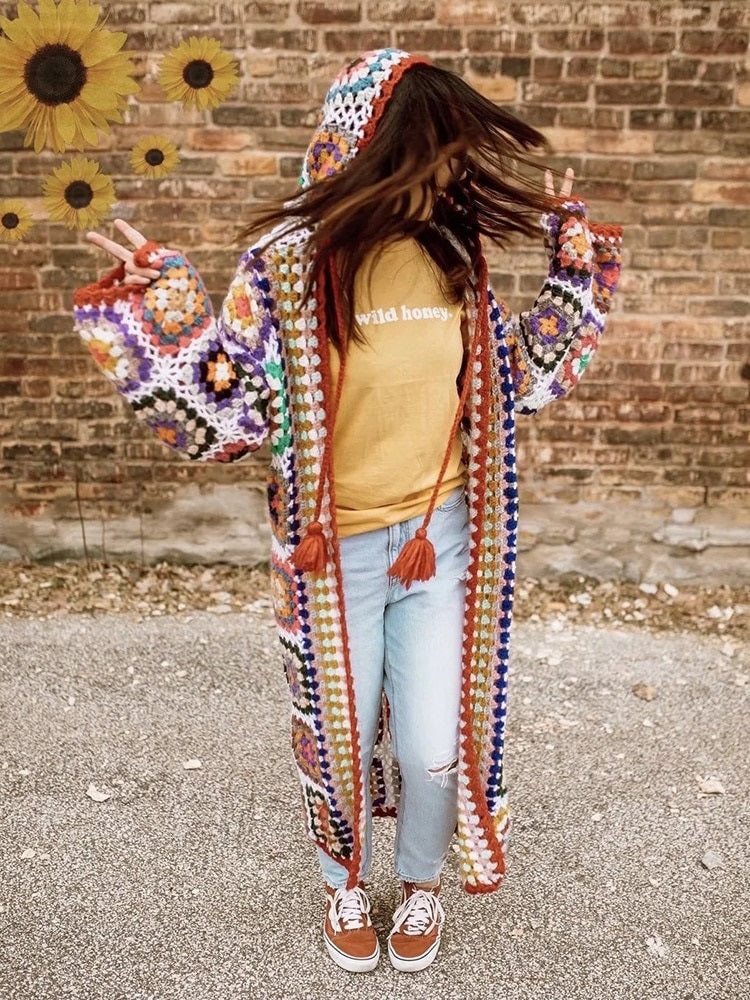 Liunce | Cardigan bohemien all'uncinetto