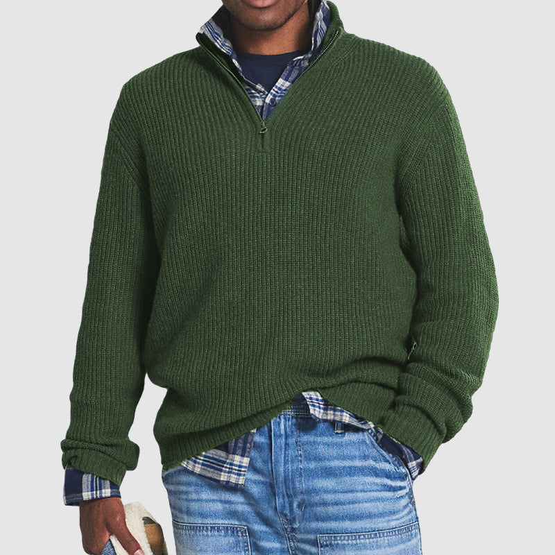 Pullover in cashmere per uomo | Con zip | Morbida texture lavorata a maglia fine