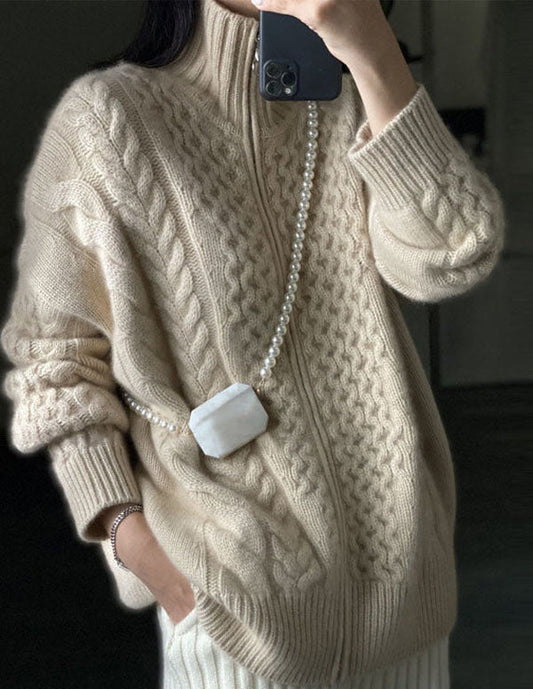 Cardigan donna | Collo alto | Qualità in maglia ultra fine