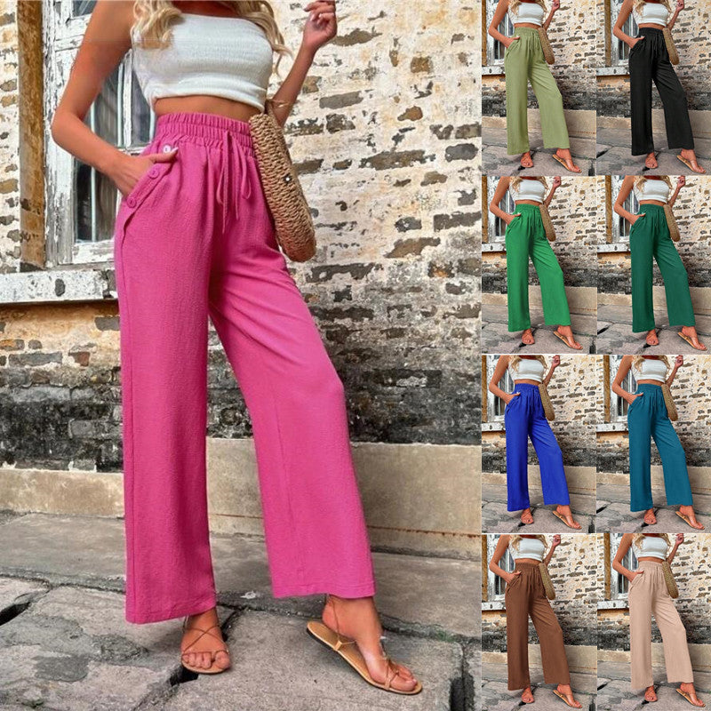 Dolores - Pantaloni larghi a vita alta con cordino