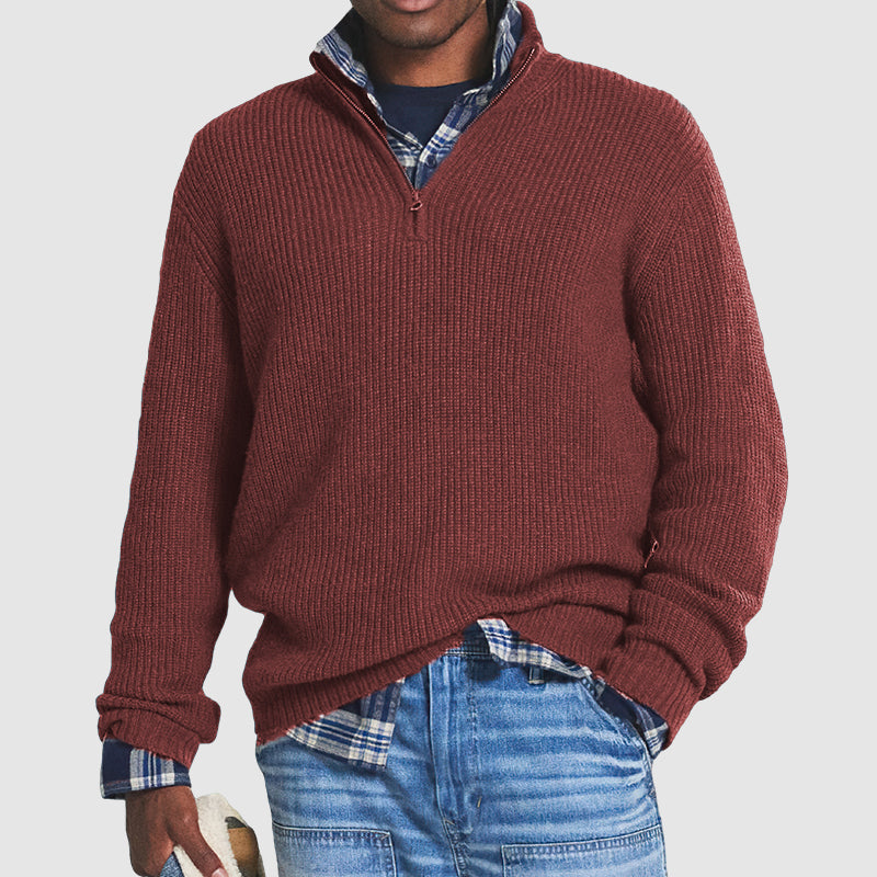 Pullover in cashmere per uomo | Con zip | Morbida texture lavorata a maglia fine