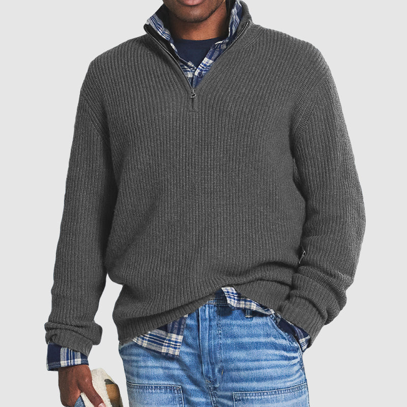 Pullover in cashmere per uomo | Con zip | Morbida texture lavorata a maglia fine