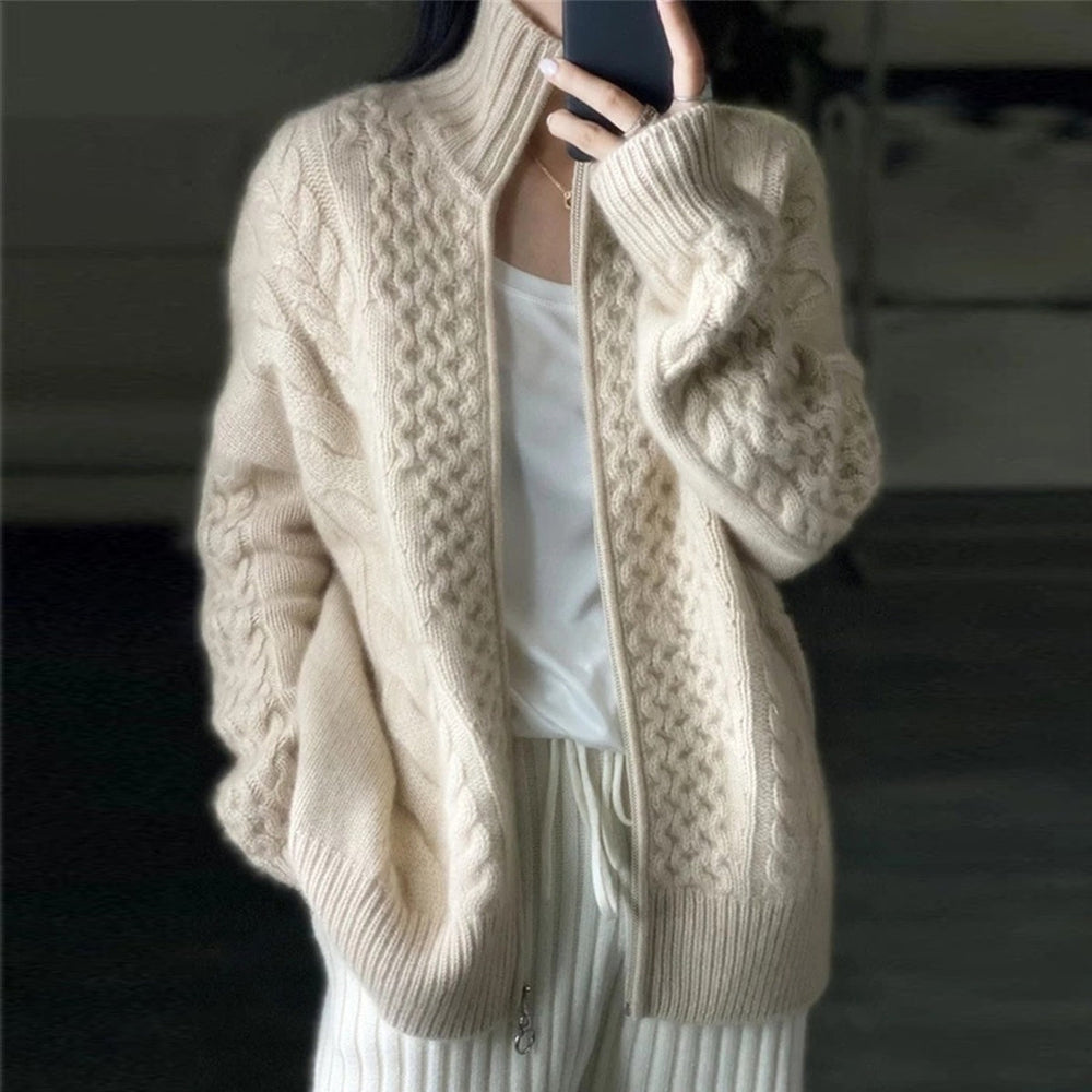 Cardigan donna | Collo alto | Qualità in maglia ultra fine