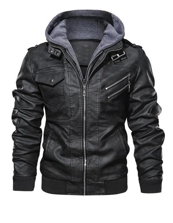Prio | Giacca in pelle invernale premium elegante con cappuccio