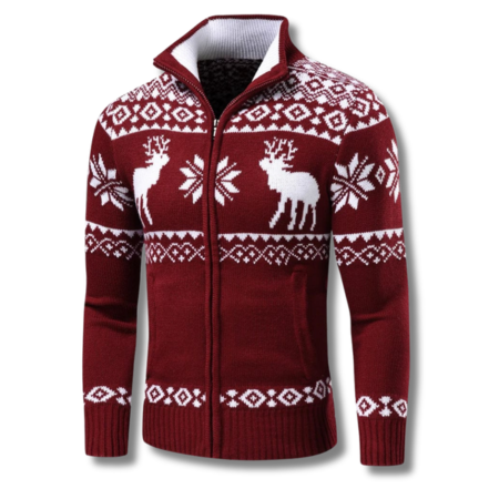 Lorenzo | Pullover invernale da uomo in jacquard con zip e colletto alto