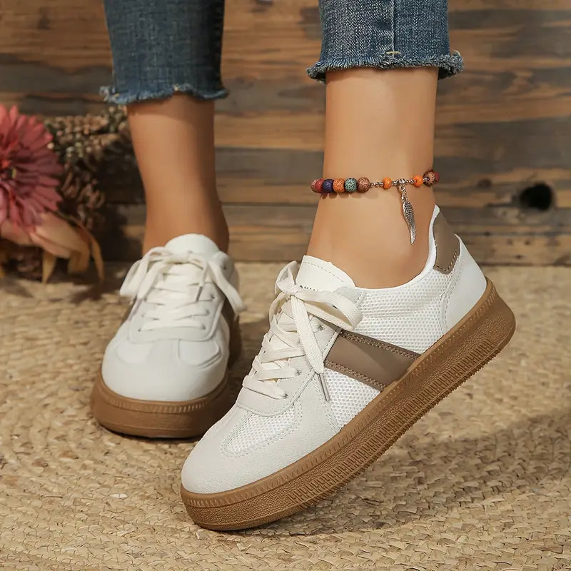 Evelyn - Sneakers sportive eleganti con lacci e plateau