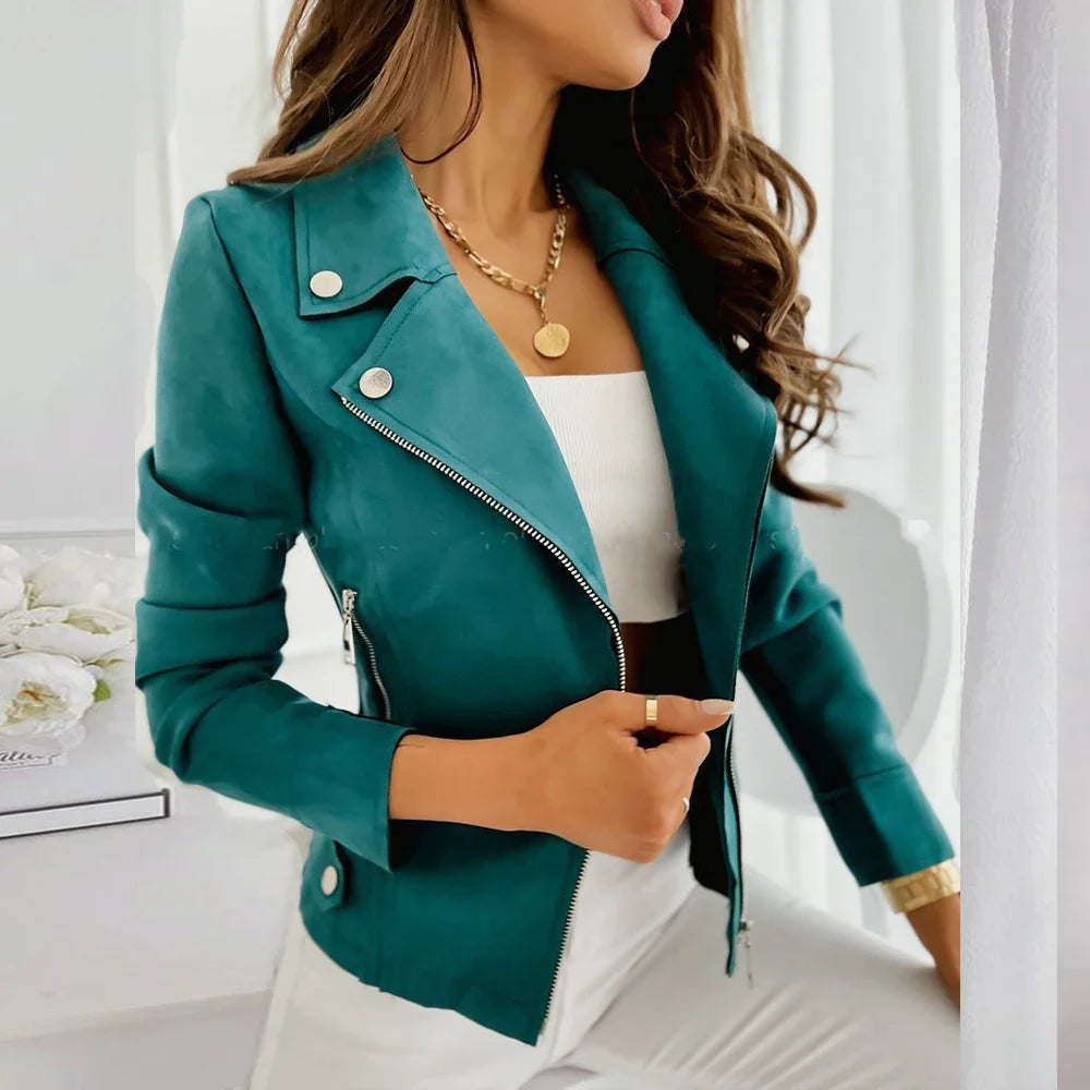 Natania | Vintage Unifarbene Wildlederjacke