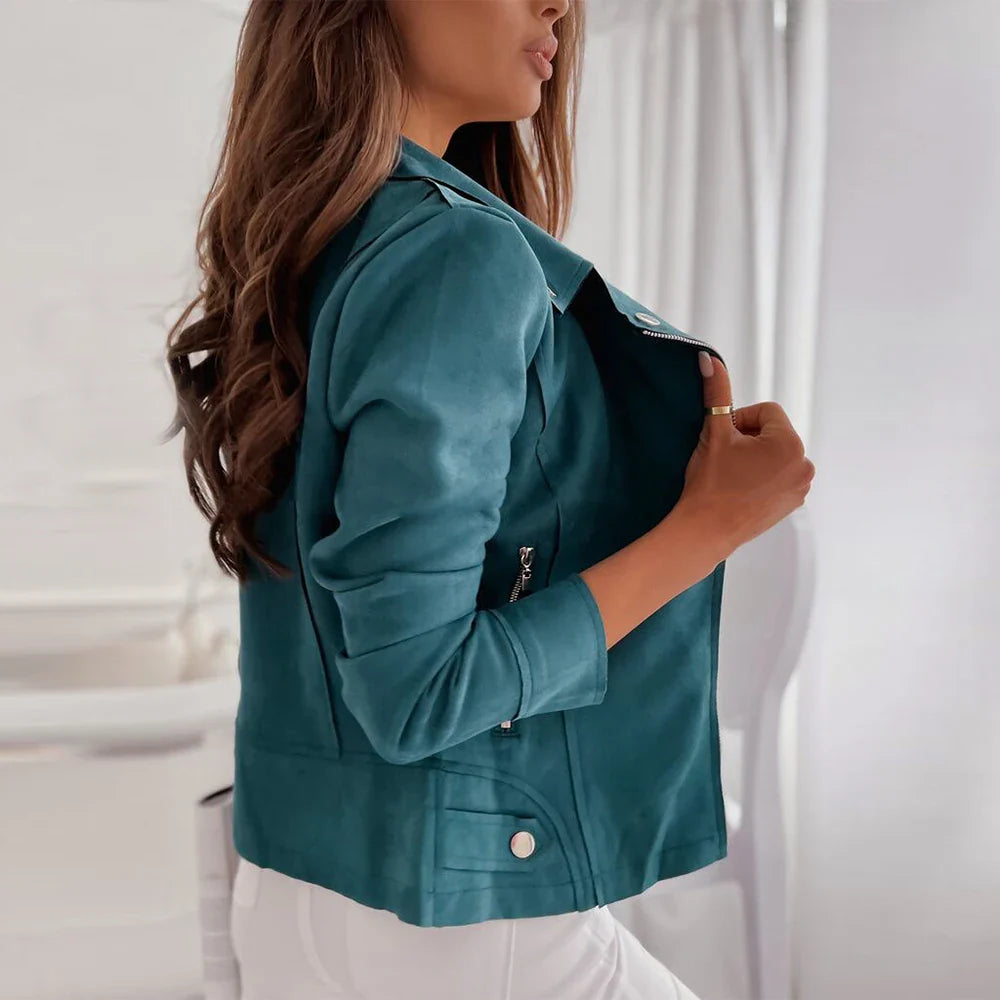 Natania | Vintage Unifarbene Wildlederjacke