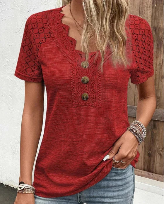 Specas  | T-shirt da donna a maniche corte con pizzo