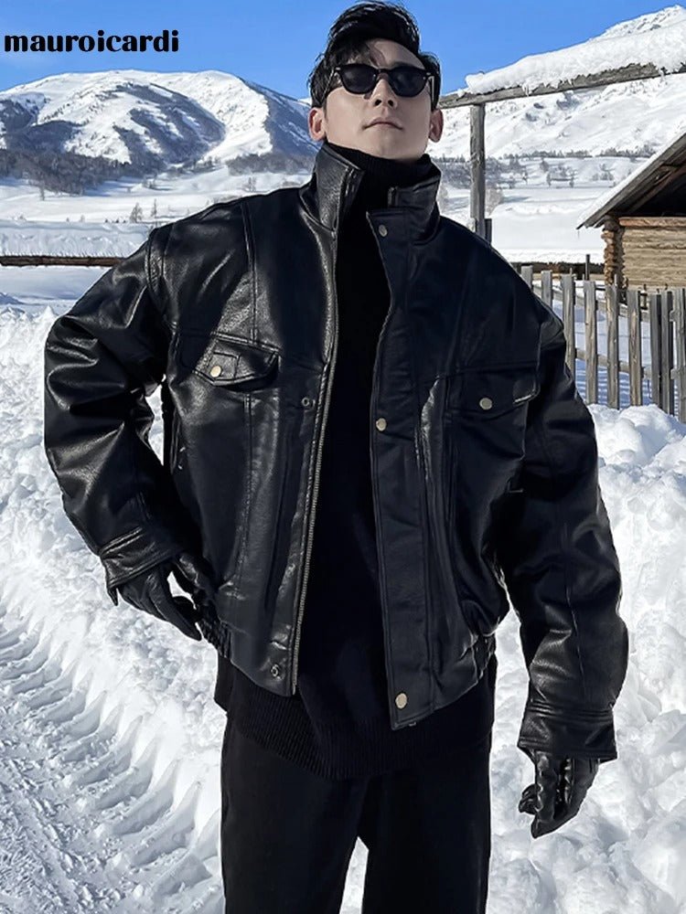 Ragnar | Giacca oversize impermeabile e calda in ecopelle per uomo