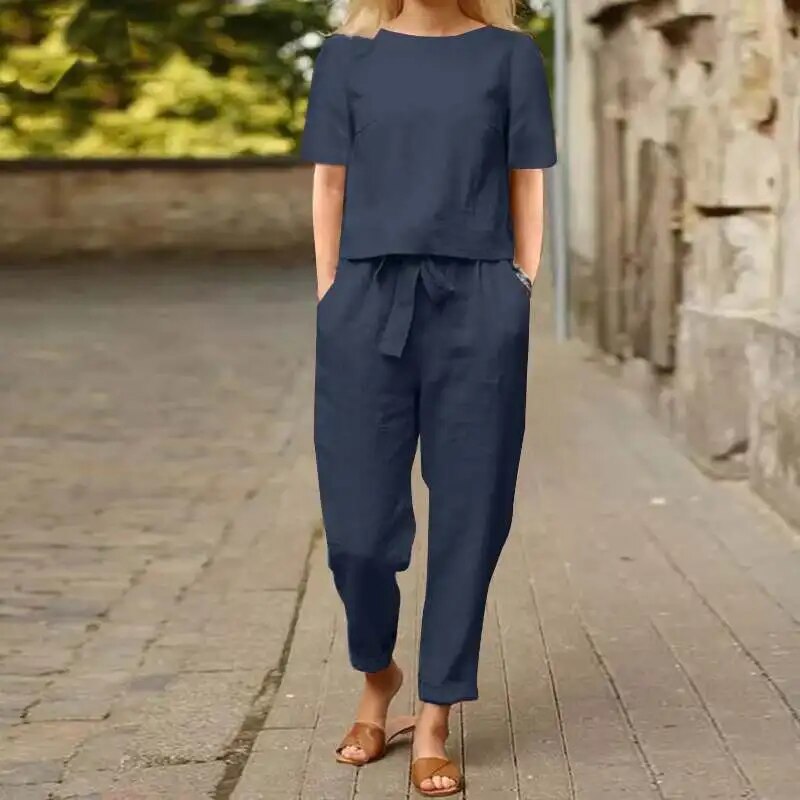 Madeleine - Set in lino elegante e comodo a due pezzi per donne