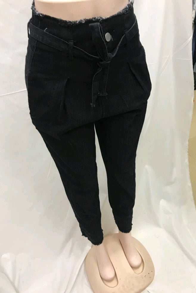 Dahlia - Pantaloni a fiori con vita alta e cintura