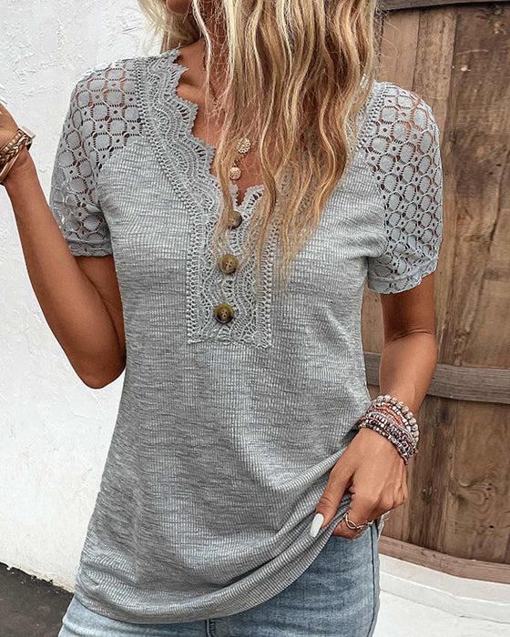 Specas  | T-shirt da donna a maniche corte con pizzo
