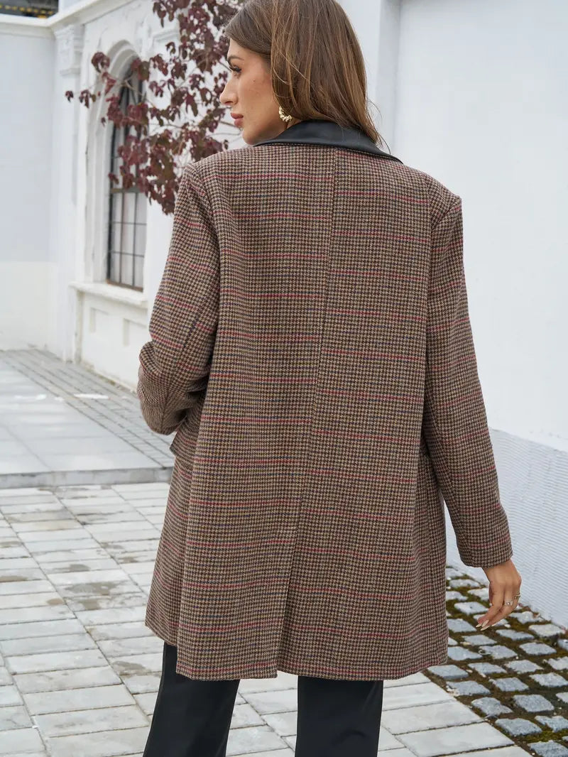 Eliy | Elegante cappotto lungo con motivo a scacchi per donne - Ispirato al vintage