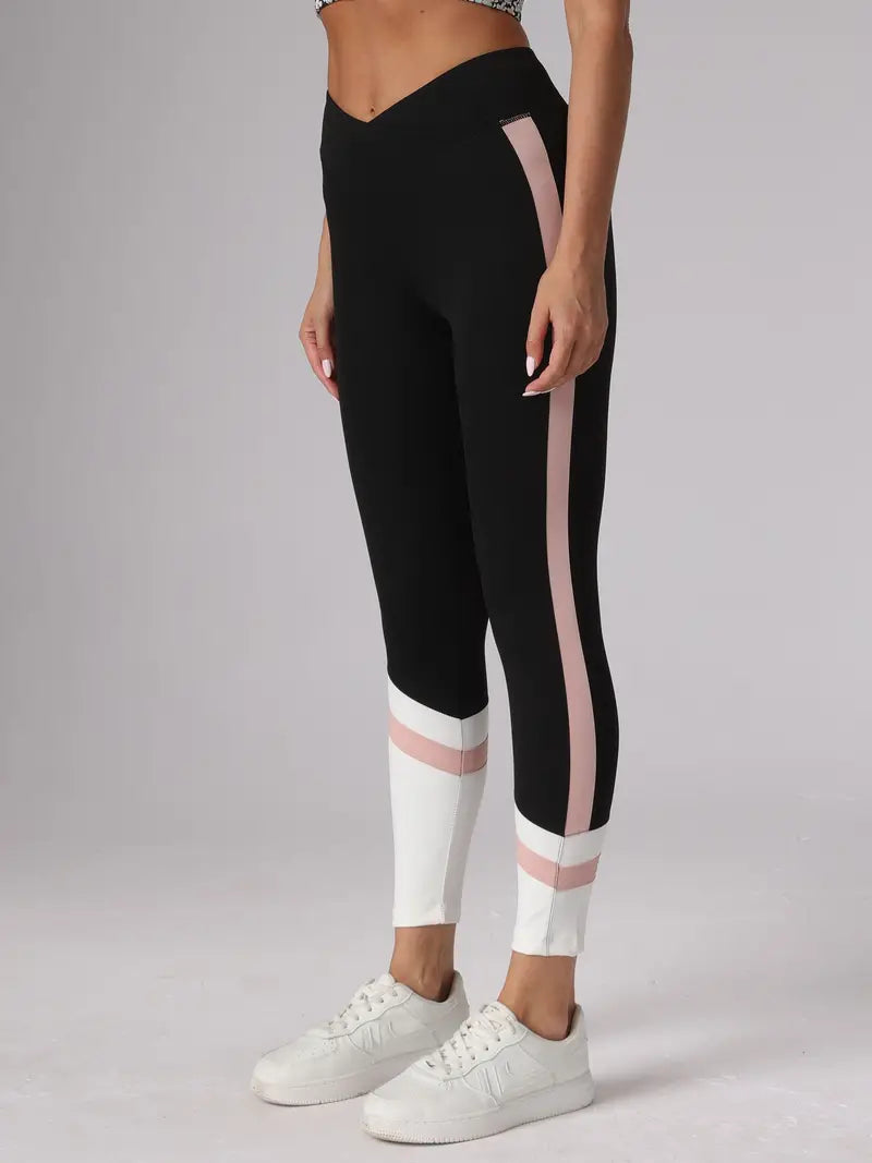Eleanor- Leggings fitness colorblock con lati a righe