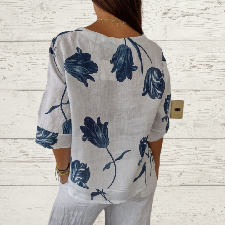 Elara - Blusa botanica a V