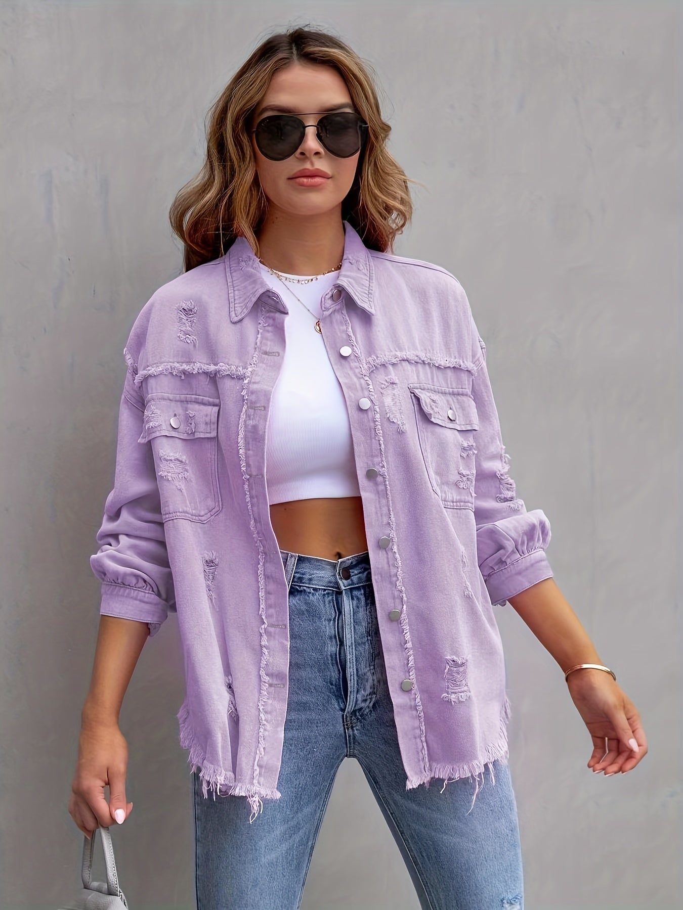 Serdia | Giacca di jeans strappata in taglia grande