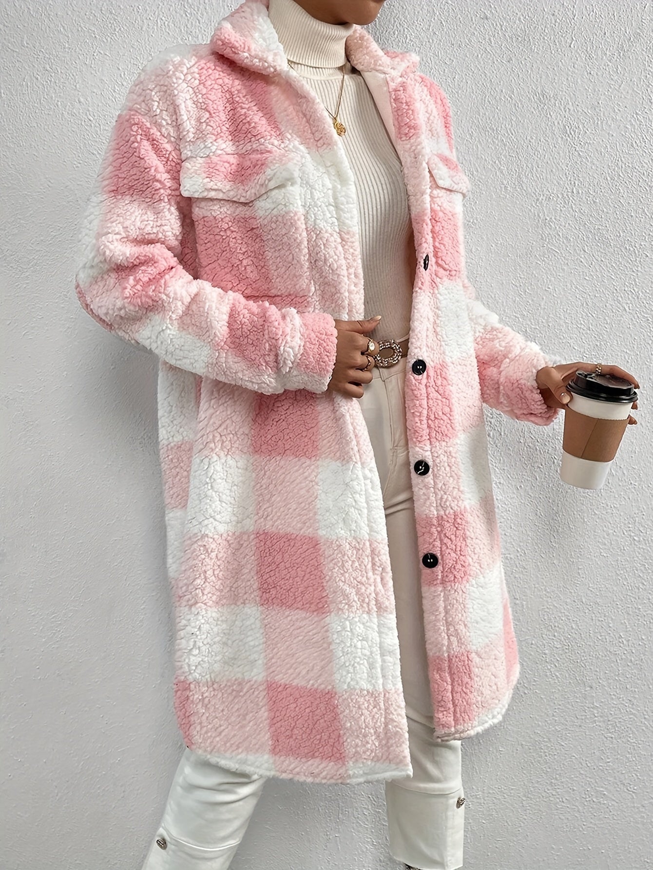 Serin | Elegante cappotto teddy a quadri