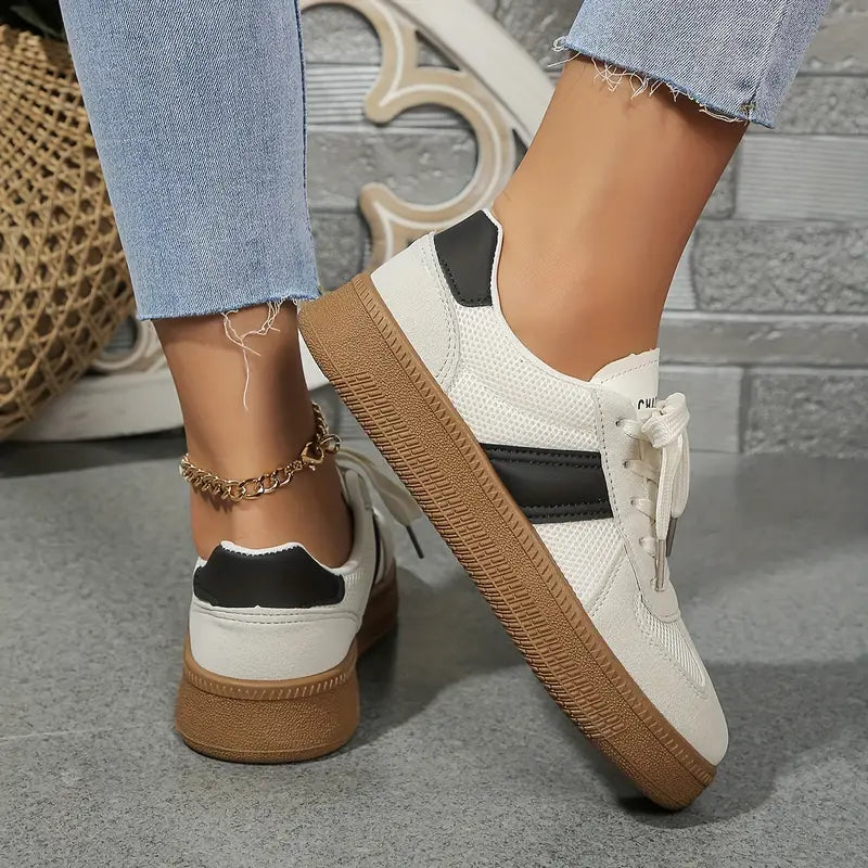 Evelyn - Sneakers sportive eleganti con lacci e plateau
