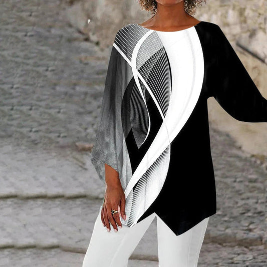 Luna | Tunica moderna geometrica a maniche lunghe