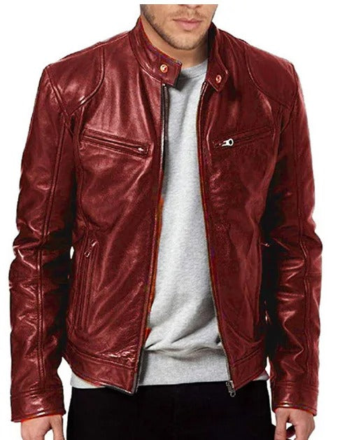 Enzo | Giacca in pelle casual con colletto a bottoni – Stilosa e moderna