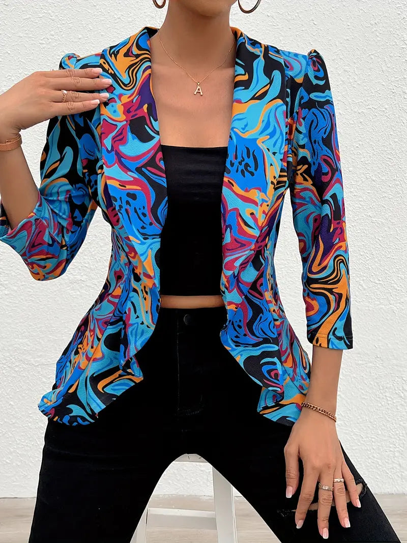 Jacky - Blazer elegante a maniche 3/4 con orlo arricciato per l'estate