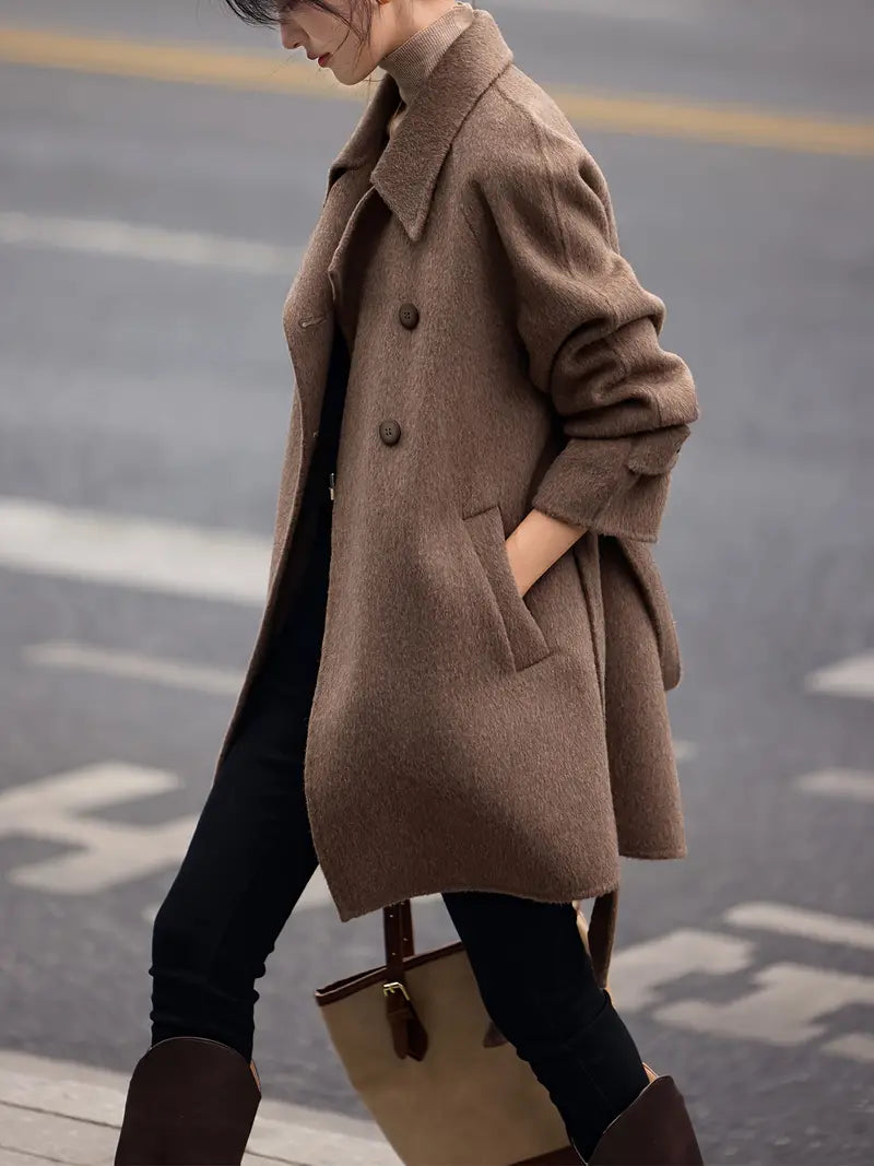 Wolie | Elegante cappotto in lana per donne – Stile francese, cintura