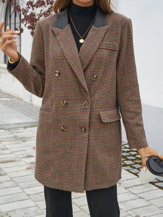 Eliy | Elegante cappotto lungo con motivo a scacchi per donne - Ispirato al vintage