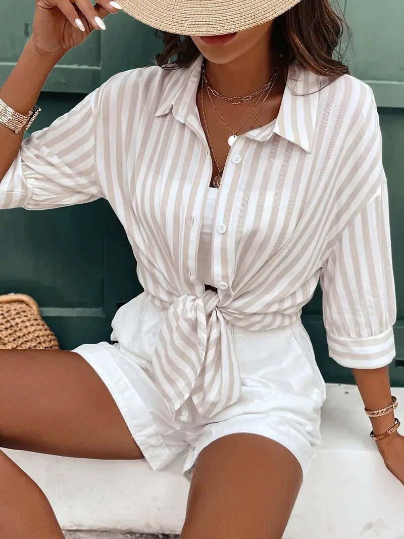 Madison | Blusa a righe con stampa 2024