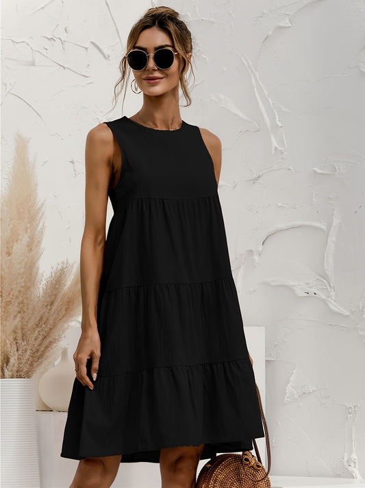Kara | Vestito a strati nero senza maniche