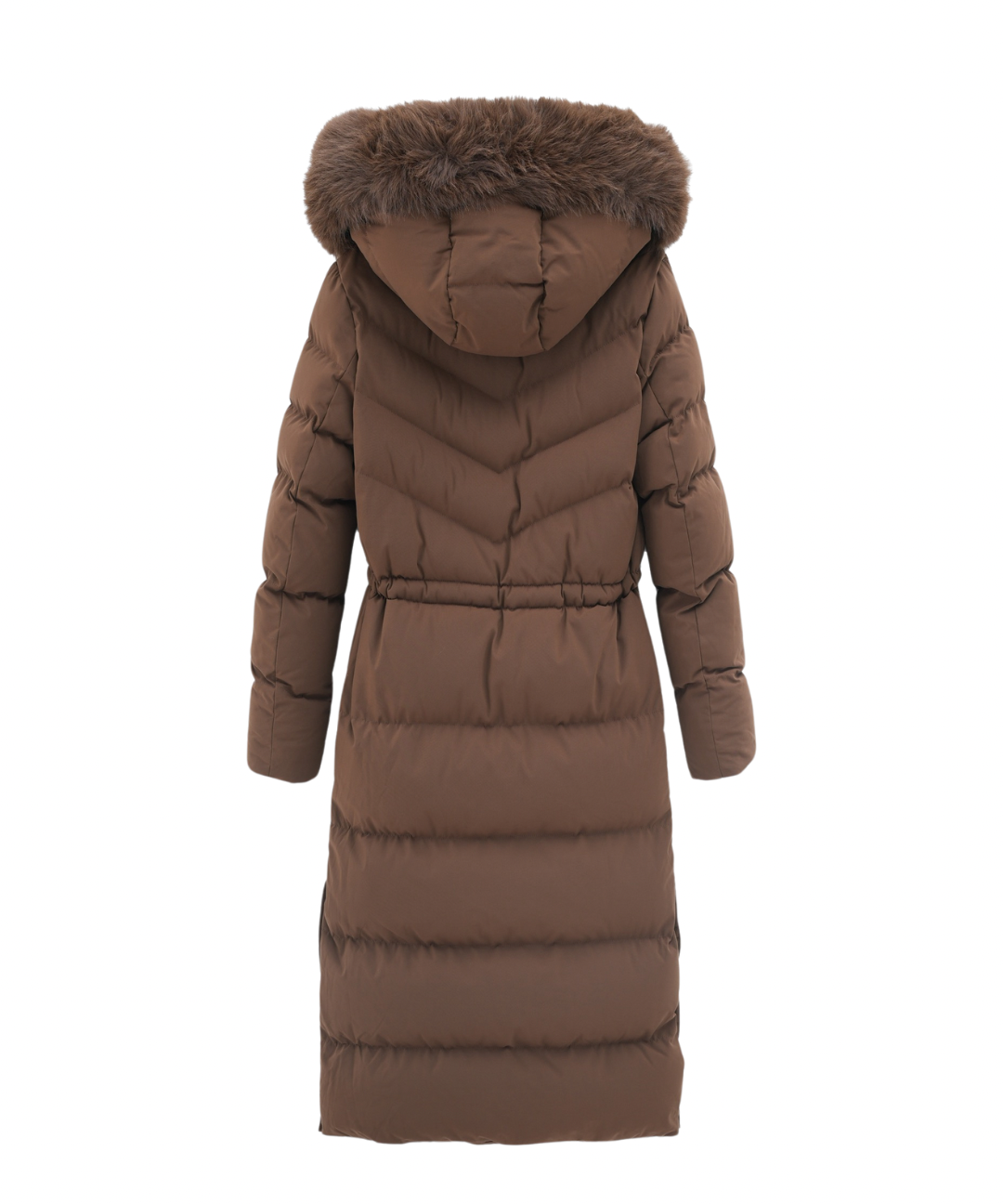 Cappotto invernale per donne | Giacca lunga trapuntata | Foderato caldo | Cappuccio con pelliccia sintetica