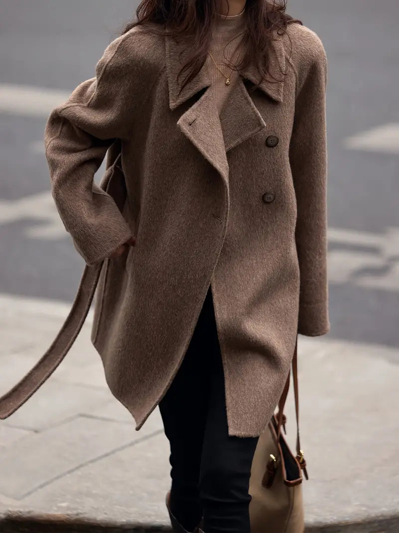 Wolie | Elegante cappotto in lana per donne – Stile francese, cintura